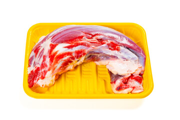 angle view raw beef shank at horizontal composition