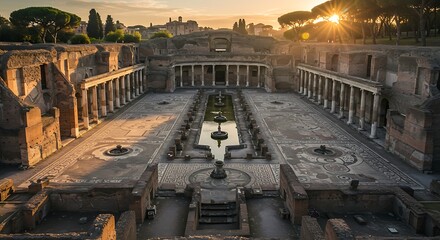 Ancient ruins bathed in sunlight showcasing historical architecture