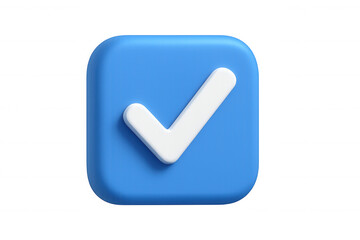 Fototapeta na wymiar Blue 3d check mark icon symbolizing approval, verification, and task completion, standing out on a transparent background