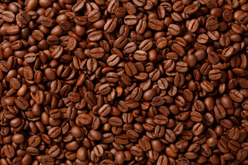 close-up of densely spread coffee beans