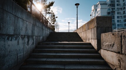 Obraz premium Outdoor staircase with clean concrete steps