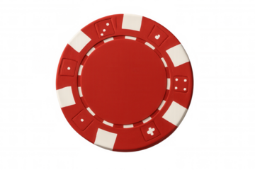 Red poker chip illustrating a betting token for casino games, gambling, and stakes on a transparent background