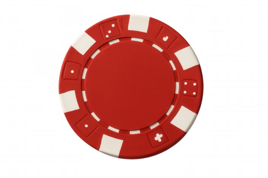 Red poker chip illustrating a betting token for casino games, gambling, and stakes on a transparent background - Powered by Adobe