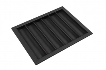 Empty black poker chip tray for casino games, organizing and storing gambling tokens, transparent background