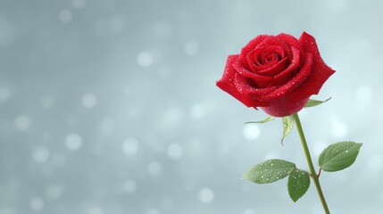 valentine flowers 2026 A red rose stands gracefully against a soft, blurred background.