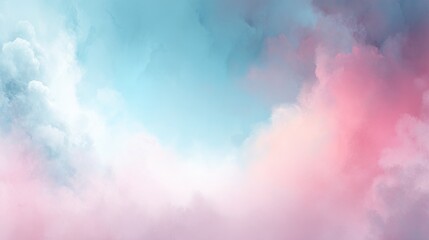 Illustration of pastel pink and blue clouds on a white background