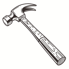 Illustration of a claw hammer for carpentry work