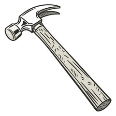Vintage style illustration of a claw hammer tool
