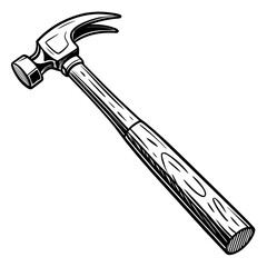 Black and white illustration of a hammer tool