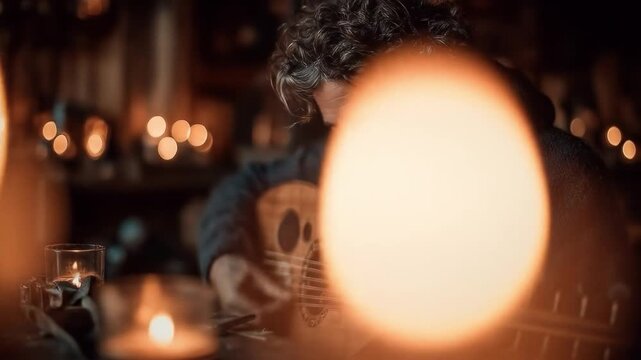 Man playing oud music