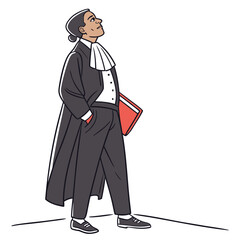Illustration of a lawyer in court attire