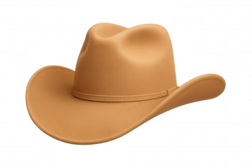 Cowboy hat made of beige felt isolated, representing western culture, country music, and american tradition