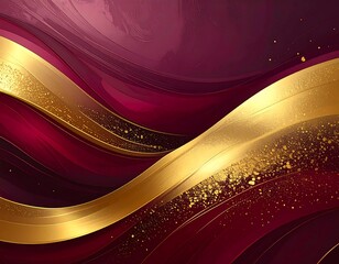 Luxurious gold and burgundy abstract design with flowing lines and elegant details