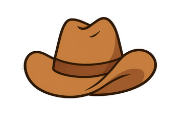 Cowboy hat cartoon icon representing western culture, traditional headwear, and vintage style, transparent background