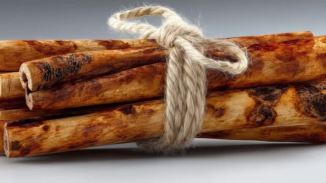 Cinnamon sticks bundle closeup