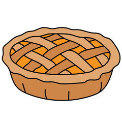 simple cute pumpkin pie illustration, autumn dessert