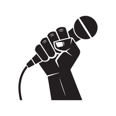 Music Concert Rap Hip Hop Mic Symbol Black and White