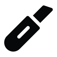 Solid black cutter illustration in minimal flat style, showing blade with handle. Great for office, school, and craft projects.
