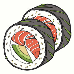 Sushi roll with salmon and avocado traditional japanese food delicious seafood asian cuisine healthy eating fresh ingredients gourmet dish