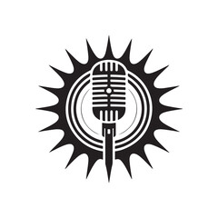 Classic Microphone Symbol with Radiating Lines Design
