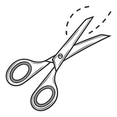 Illustration of a pair of scissors with gray handles, perfect for crafting, cutting, and creative projects with a touch of retro charm