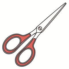 Red handled scissors with silver blades essential tool for cutting paper, fabric, and various materials with precision and ease