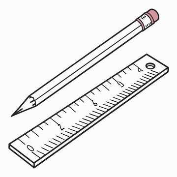 pencil and ruler drawing on white clip art preview
