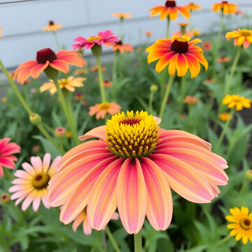 New Ulm, MN USA - 06-14-2021- Blooming rose-ring blanket-flower gaillardia, indian blacket flower firewheel, gaillardia daisy (Gaillardia Pulchella)