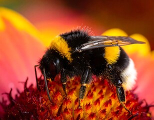 Close-up of a bee on a vibrant flower