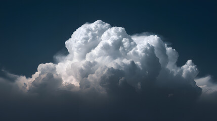 Dramatic white cloud formation against a dark atmospheric sky.