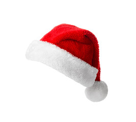 Santa Claus helper hat, closeup object. Isolated on transparent background. Christmas and New Year celebration