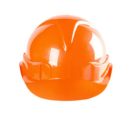 Construction orange helmet, closeup object. Isolated on transparent background