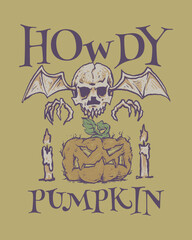 Howdy Pumpkin Skull Halloween Season