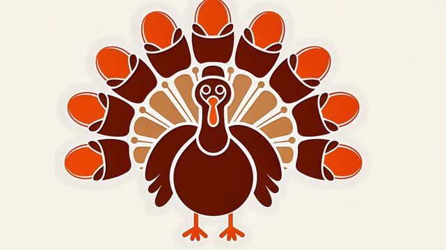 Stylized turkey illustration with fall colors on a light background, symbolizing autumn, harvest, and Thanksgiving holiday