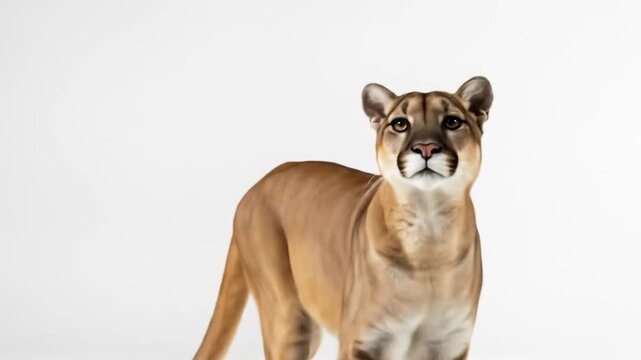 Alert puma stares with golden eyes