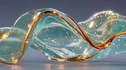 A shimmering wave of translucent material with golden accents and sparkling details.