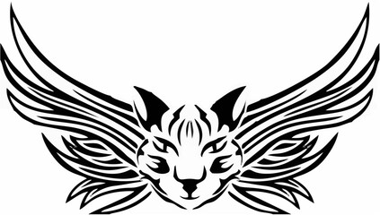 Head of cat with wings tattoo...