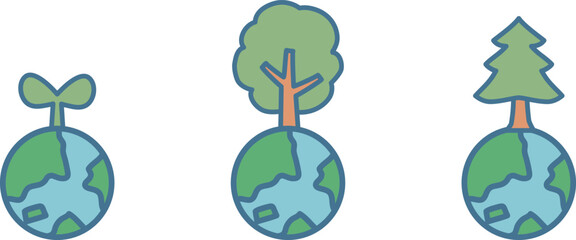 地球と植物のアイコン