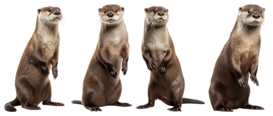 Playful otters standing together