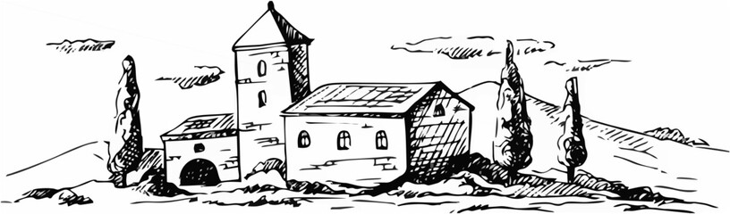 Mountains landscape sketch.eps