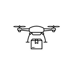 Drone Delivery Icon – Air Shipping, Parcel Transport, Logistics Technology Vector