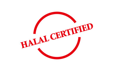 HALAL CERTIFIED - HALAL CERTIFIED text written on Red Rubber Stamp 
