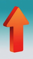 A three-dimensional red-orange arrow pointing upward against a gradient blue background.