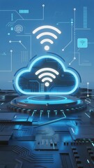 Digital cloud computing with wireless connectivity and circuitry in a futuristic tech environment