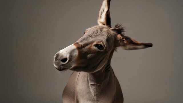 Curious donkey with a quizzical expression