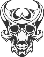 Tribal Skull Tattoo - Black a...