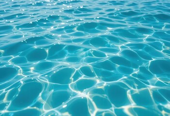 Sunlit Aqua Serenity  Close Up View of Pristine Ocean Surface, Shimmering Texture, Calm and Invigorating Nature, Evoking Peace and Relaxation.