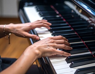 Close-up of hands playing piano keys (1)