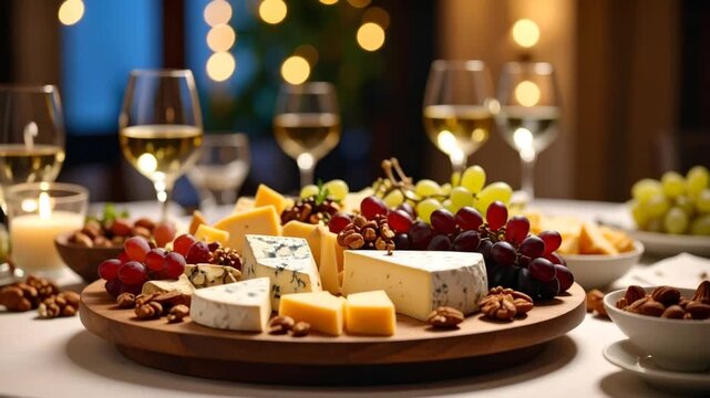 Gourmet cheese and fruit platter