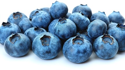 Obraz premium Pile of Fresh Blueberries on White Background